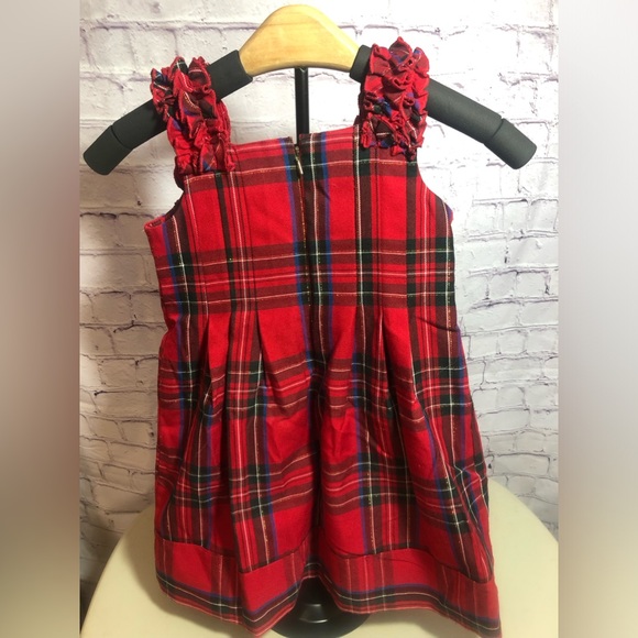 Children’s Place Plaid Red Dress Jumper Christmas Valentines Satin Ruffle Party - Picture 2 of 6